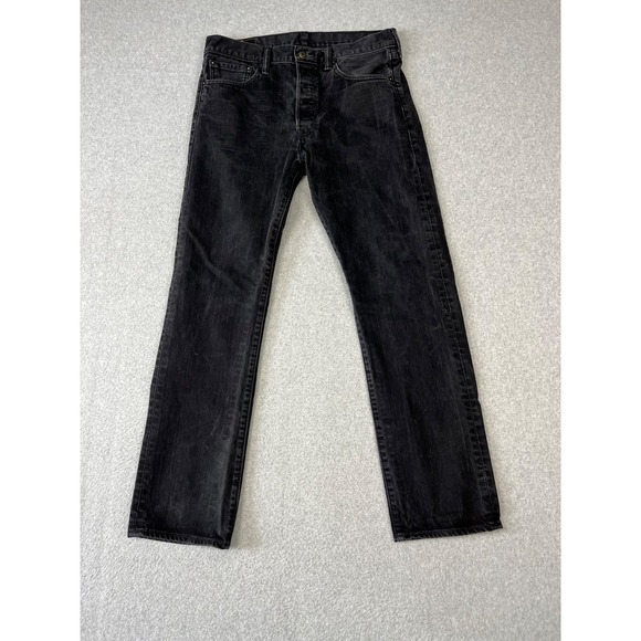 Levis 501 Jeans Mens 34x32 Black Original Fit Straight Leg Button Fly Mid Rise - Picture 1 of 13